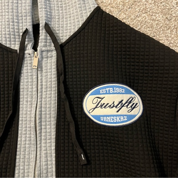 Just Fly black and grey zip up. Size L. - Picture 2 of 2